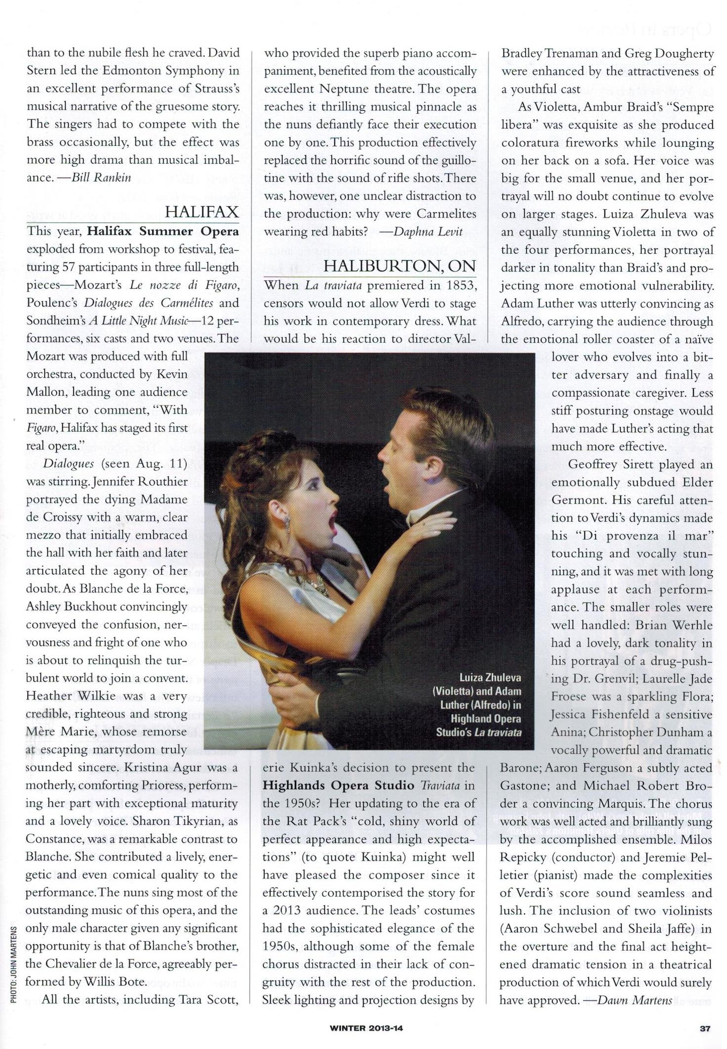 HSOF2013 review opera canada